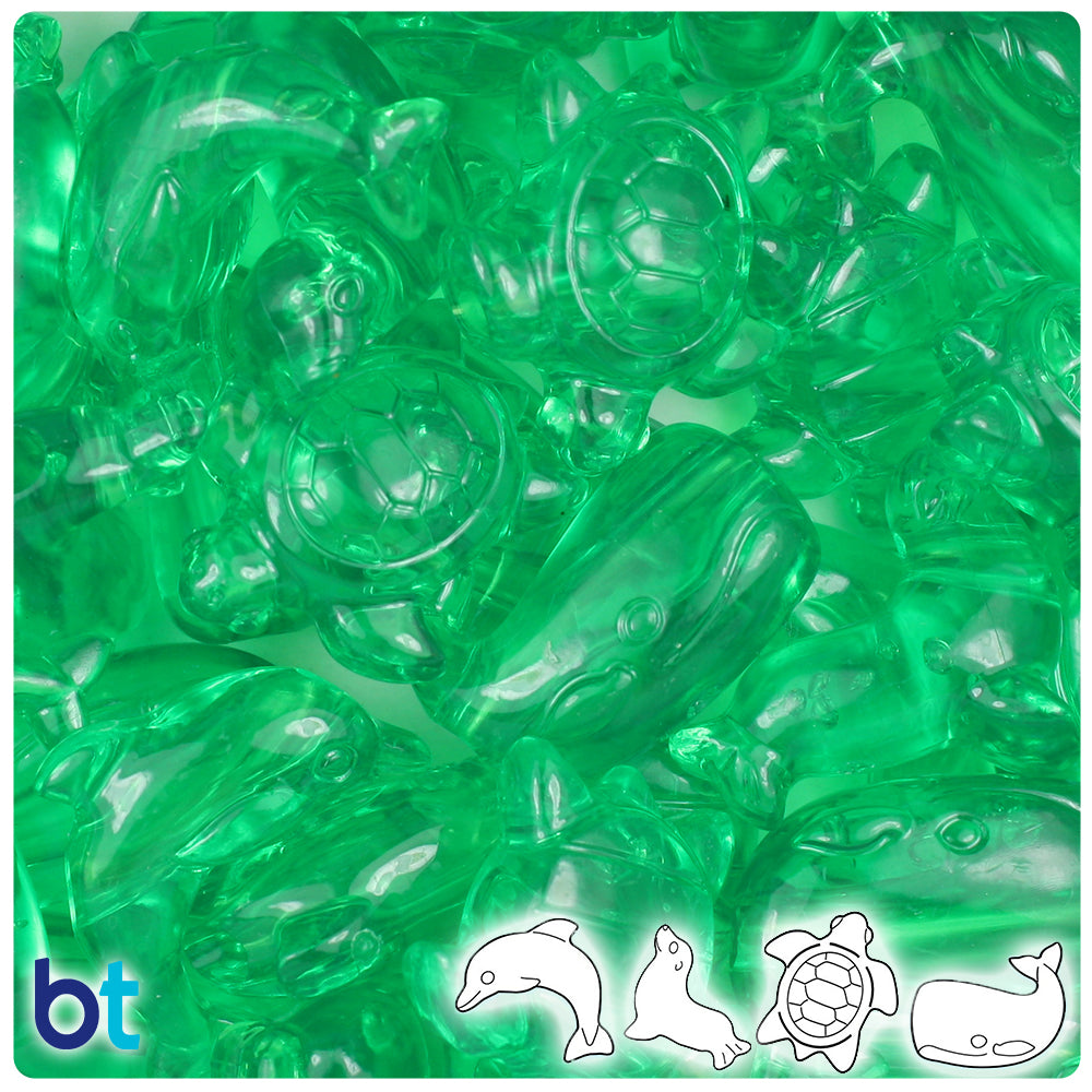 Mint Transparent Marine Life Pony Beads (2oz)