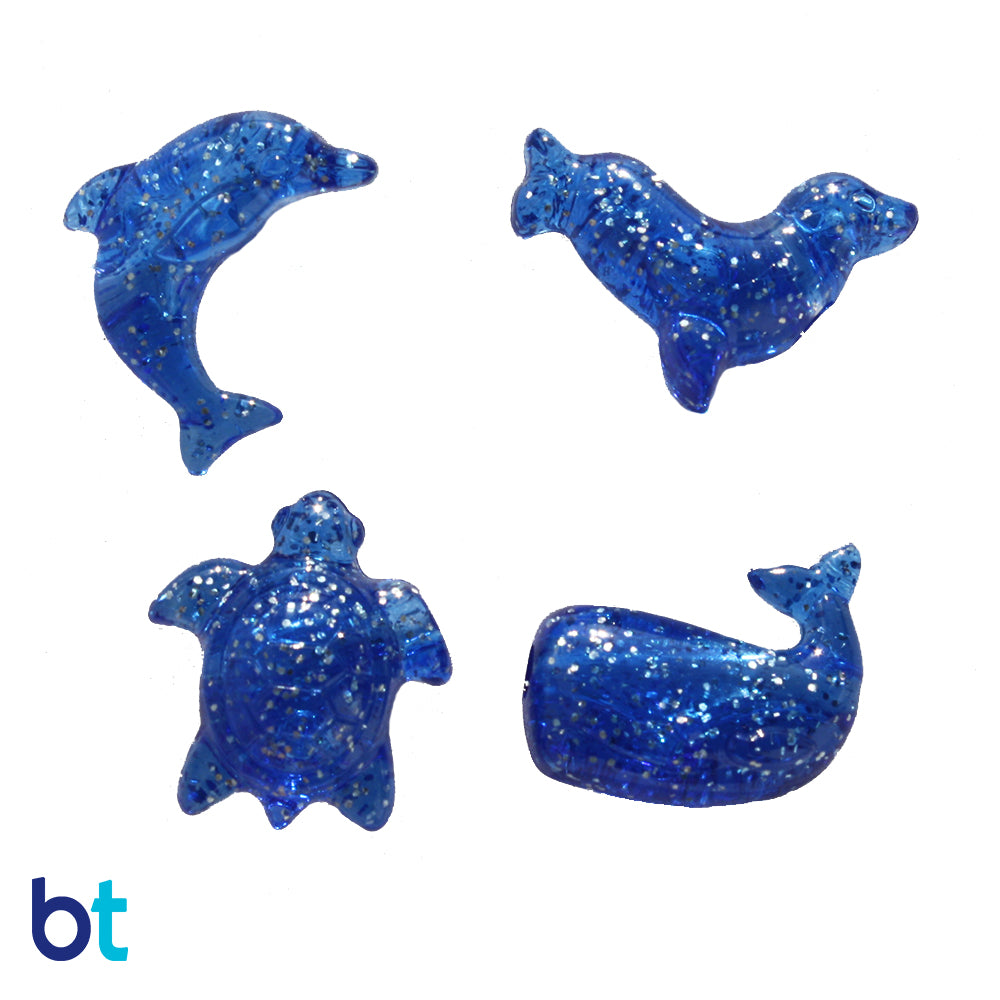Dark Sapphire Sparkle Marine Life Pony Beads (8pcs)