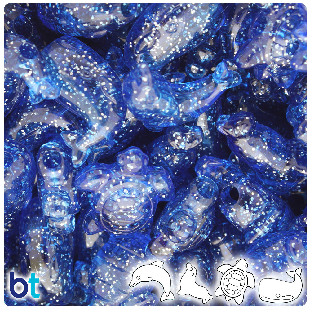 Dark Sapphire Sparkle Marine Life Pony Beads (2oz)