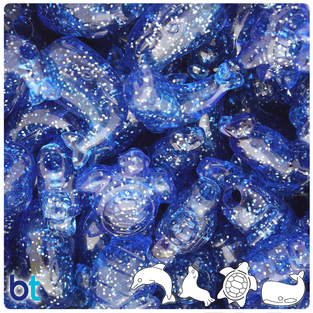 Dark Sapphire Sparkle Marine Life Pony Beads (8pcs)