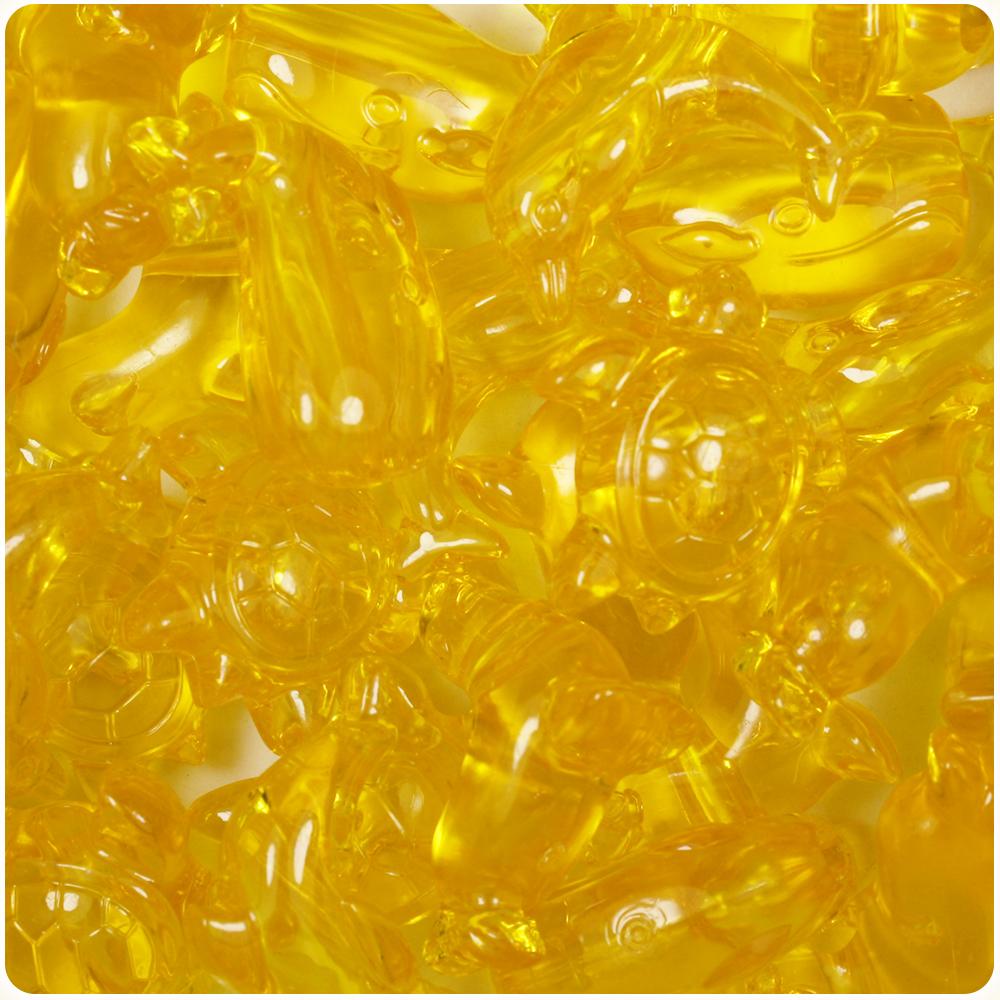 Dark Yellow Transparent Marine Life Pony Beads (8pcs)