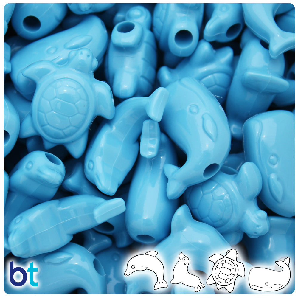 Baby Blue Opaque Marine Life Pony Beads (2oz)