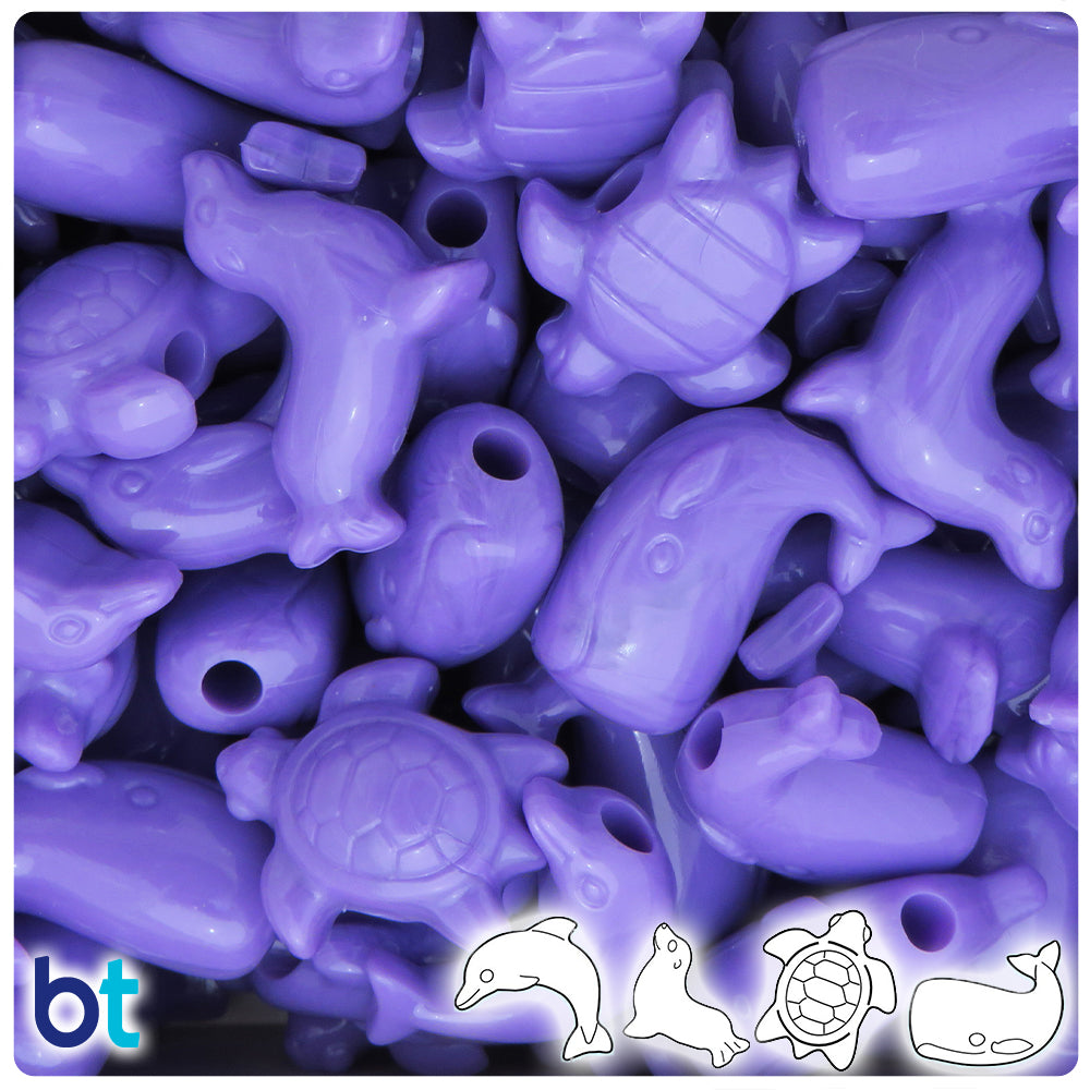 Lilac Opaque Marine Life Pony Beads (2oz)