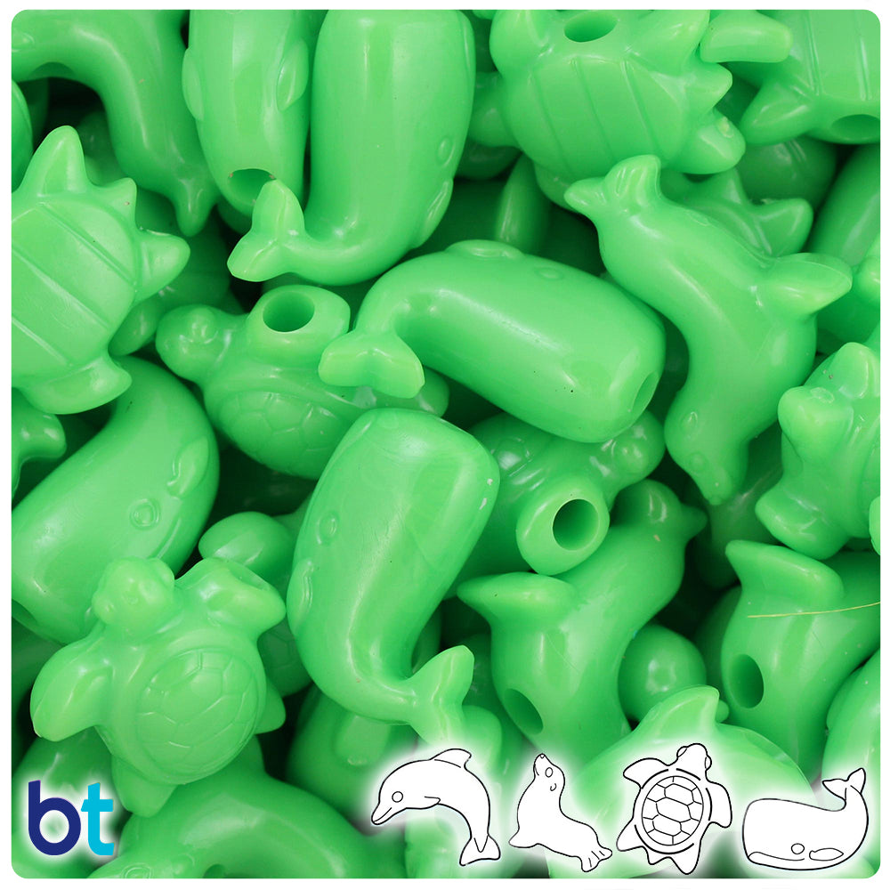 Lime Opaque Marine Life Pony Beads (2oz)