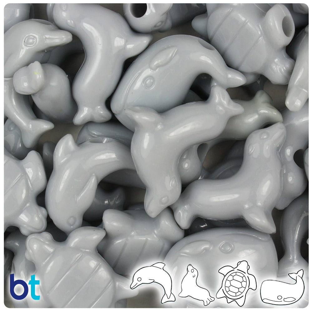 Grey Opaque Marine Life Pony Beads (2oz)