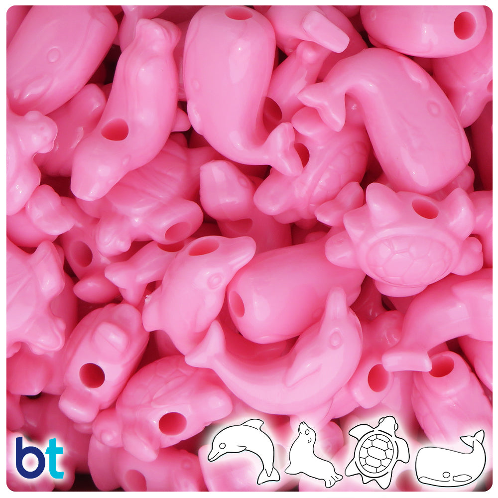 Baby Pink Opaque Marine Life Pony Beads (2oz)
