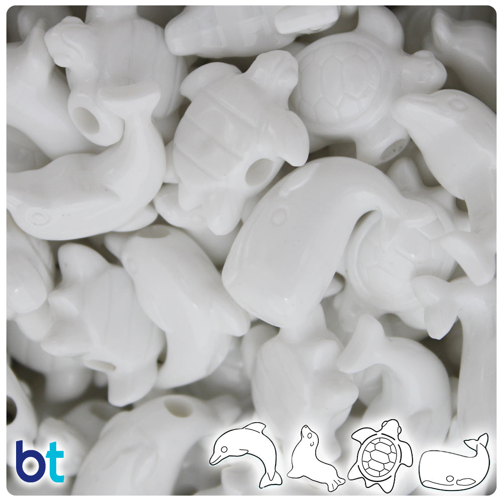 Bright White Opaque Marine Life Pony Beads (2oz)