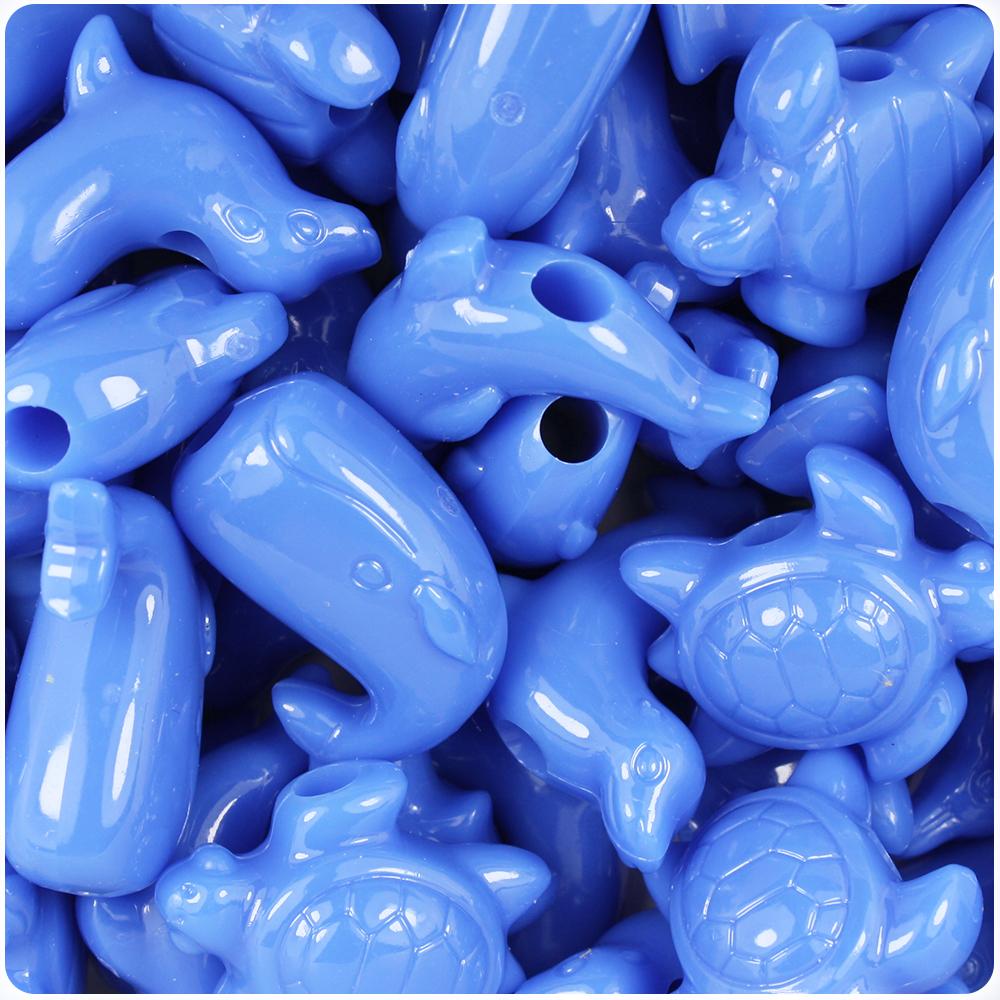 Periwinkle Opaque Marine Life Pony Beads (8pcs)