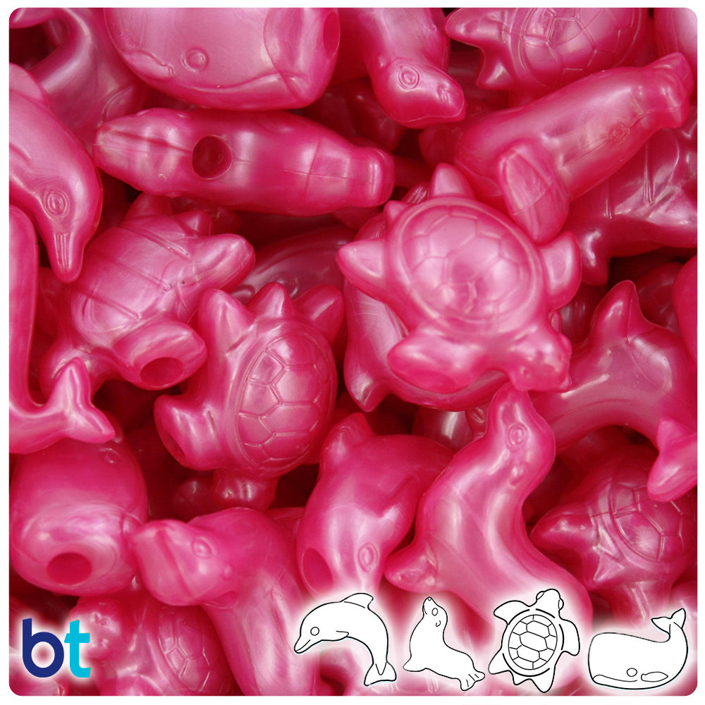 Hot Pink Pearl Marine Life Pony Beads (2oz)