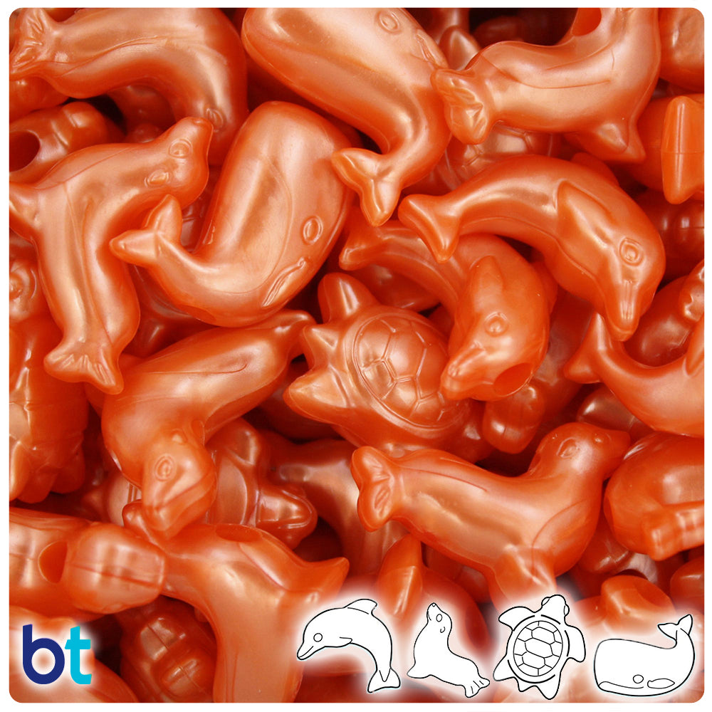 Orange Pearl Marine Life Pony Beads (2oz)