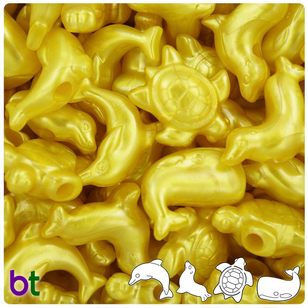 Yellow Pearl Marine Life Pony Beads (8pcs)