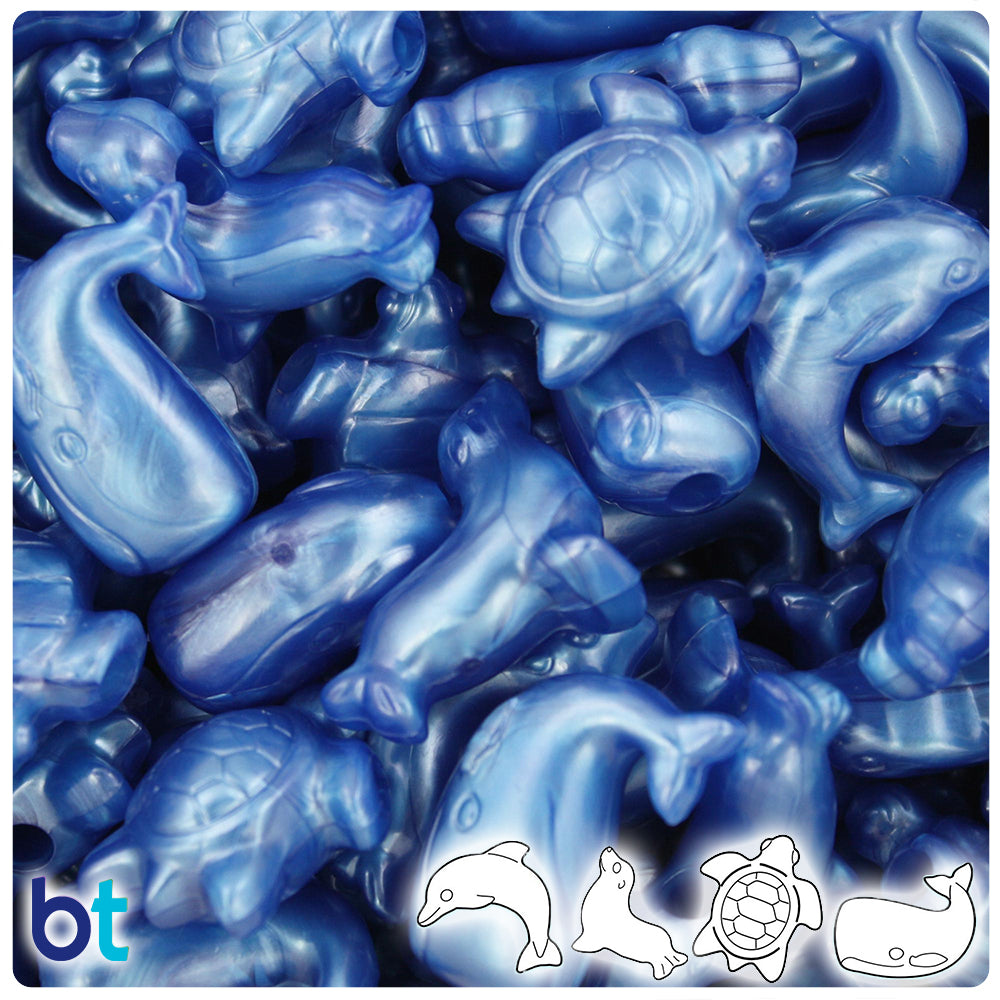 Dark Blue Pearl Marine Life Pony Beads (2oz)