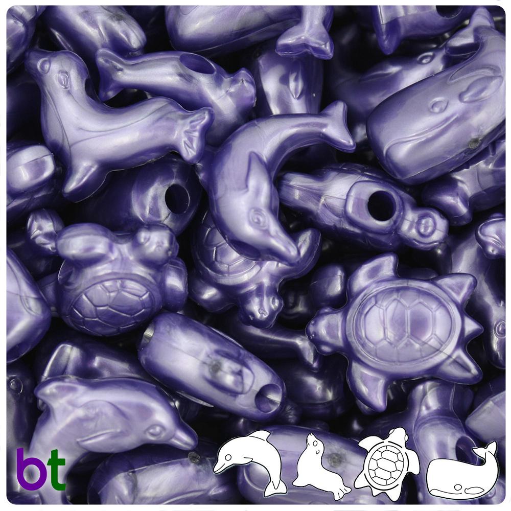 Dark Purple Pearl Marine Life Pony Beads (8pcs)