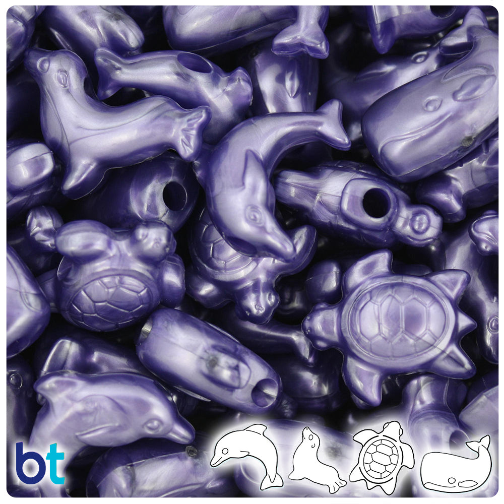 Dark Purple Pearl Marine Life Pony Beads (2oz)