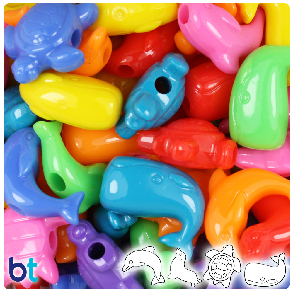 Circus Mix Opaque Marine Life Pony Beads (2oz)