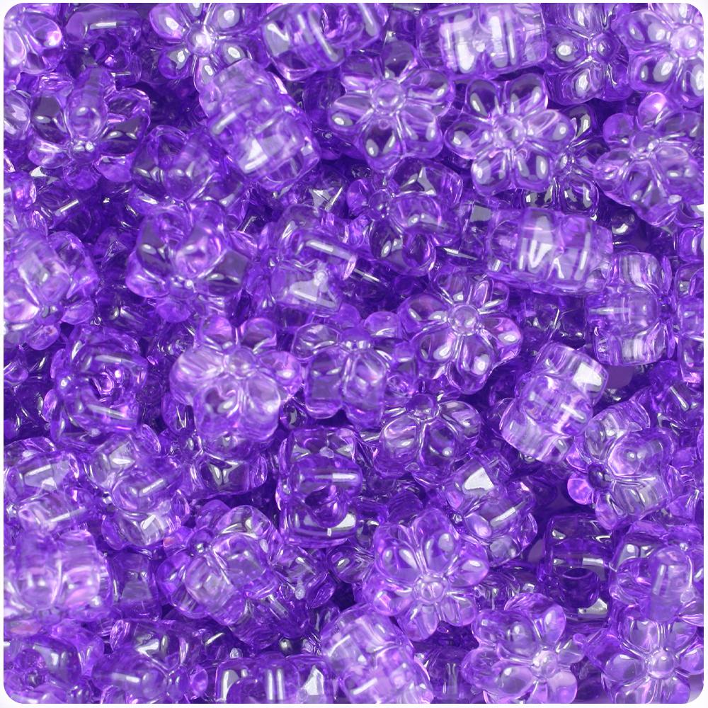 Amethyst Transparent 13mm Flower Pony Beads (50pcs)