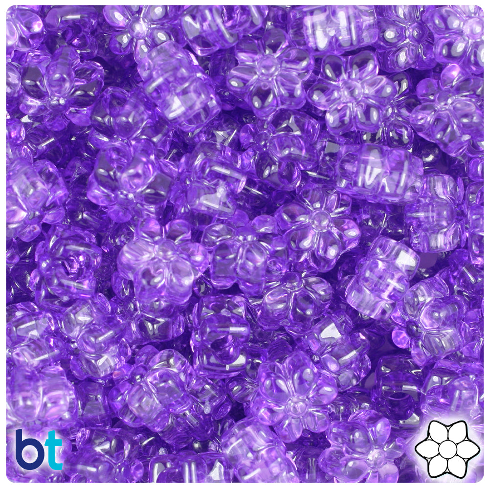 Amethyst Transparent 13mm Flower Pony Beads (250pcs)