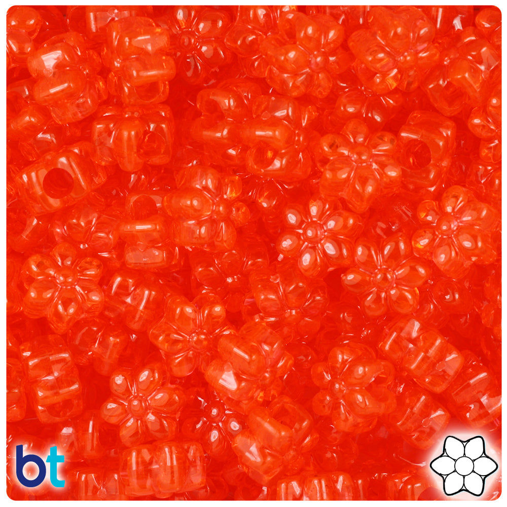 Hyacinth Transparent 13mm Flower Pony Beads (250pcs)