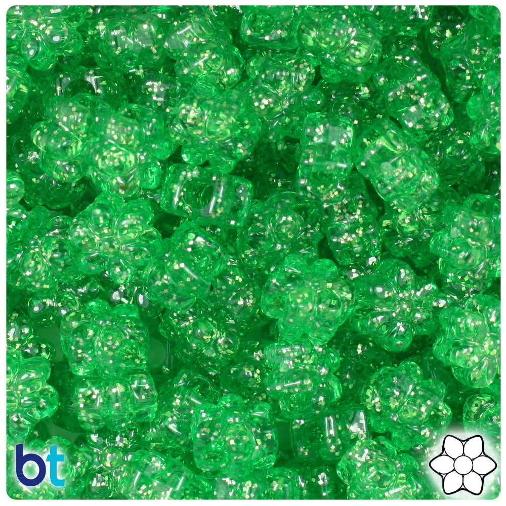 Mint Sparkle 13mm Flower Pony Beads (250pcs)
