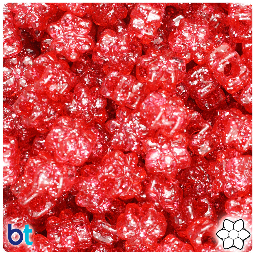 Ruby Sparkle 13mm Flower Pony Beads (250pcs)