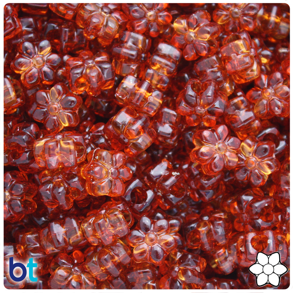 Tortoise Transparent 13mm Flower Pony Beads (50pcs)
