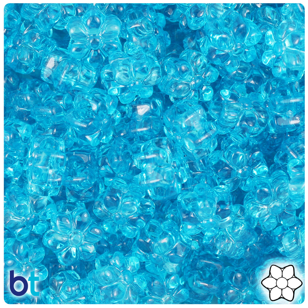 Turquoise Transparent 13mm Flower Pony Beads (250pcs)