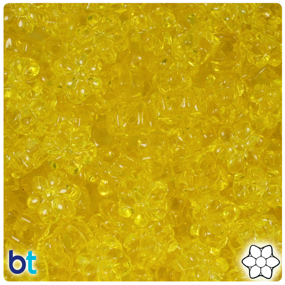 Yellow Transparent 13mm Flower Pony Beads (250pcs)
