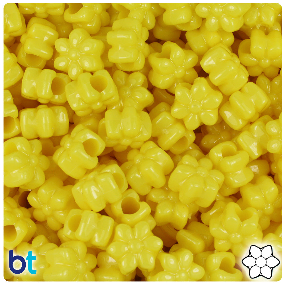 Yellow Opaque 13mm Flower Pony Beads (250pcs)