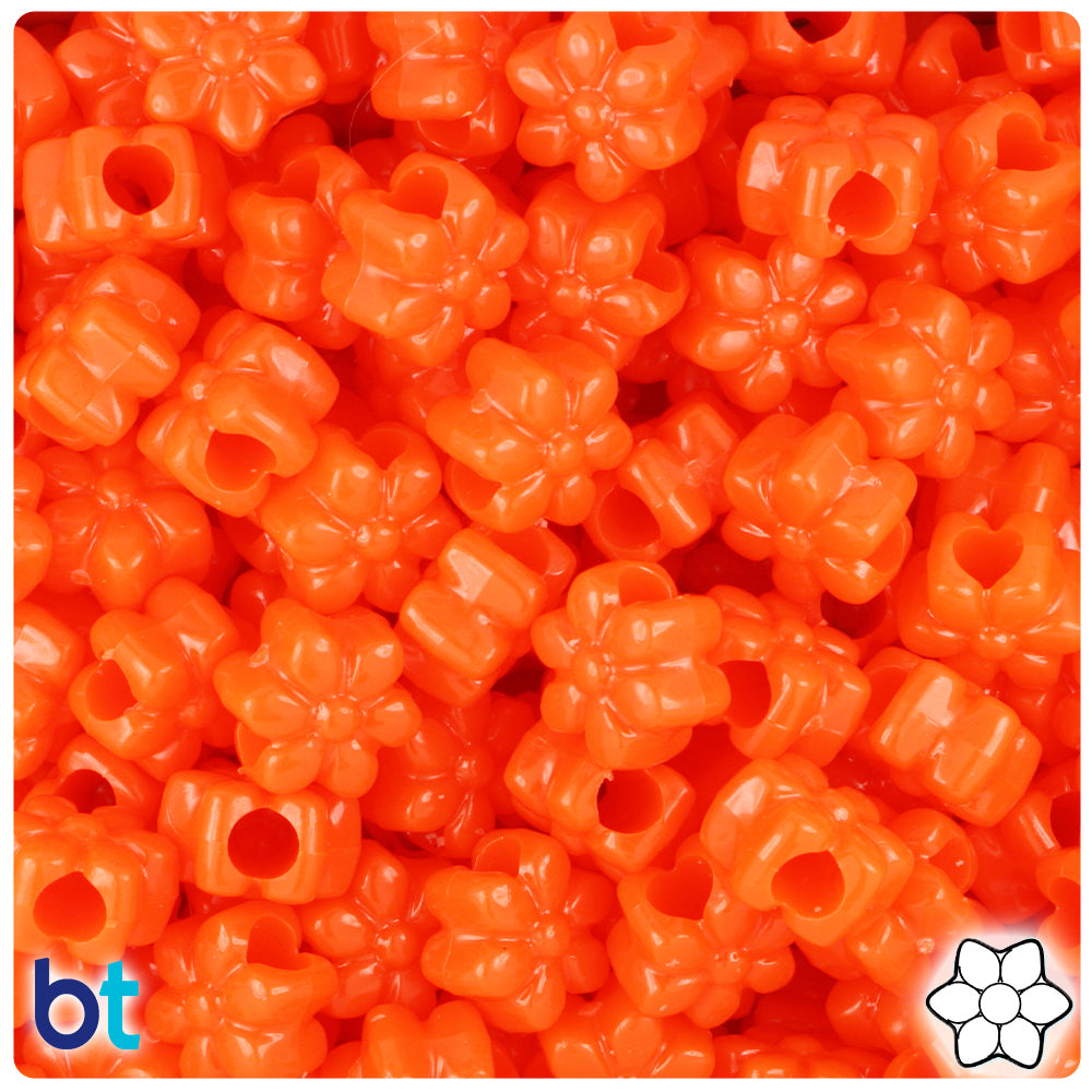 Tangelo Neon Bright 13mm Flower Pony Beads (250pcs)