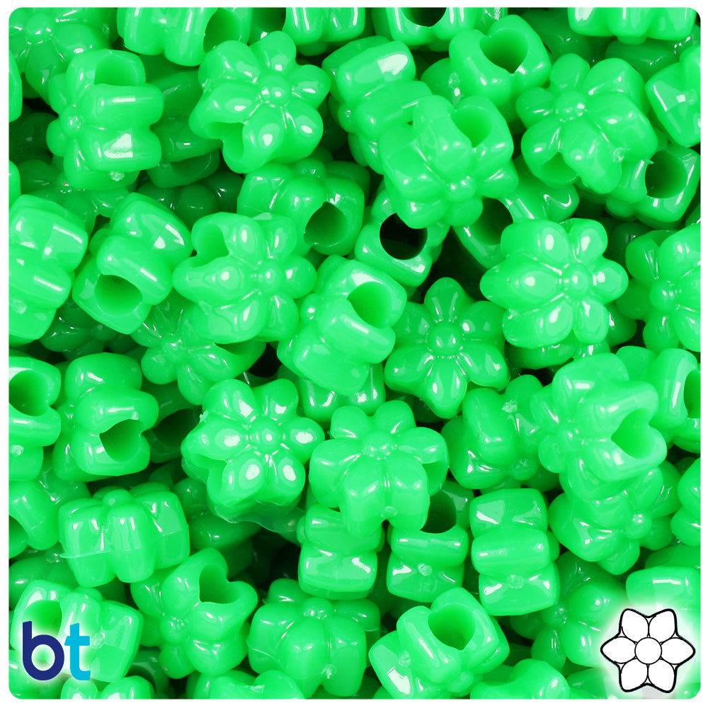 Grasshopper Neon Bright 13mm Flower Pony Beads (250pcs)