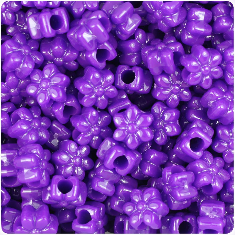 Plum Neon Bright 13mm Flower Pony Beads (50pcs)