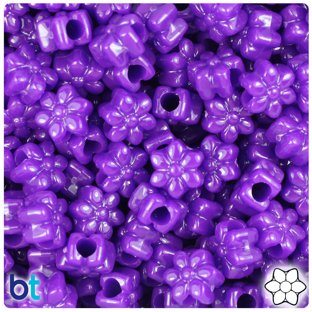 Plum Neon Bright 13mm Flower Pony Beads (250pcs)