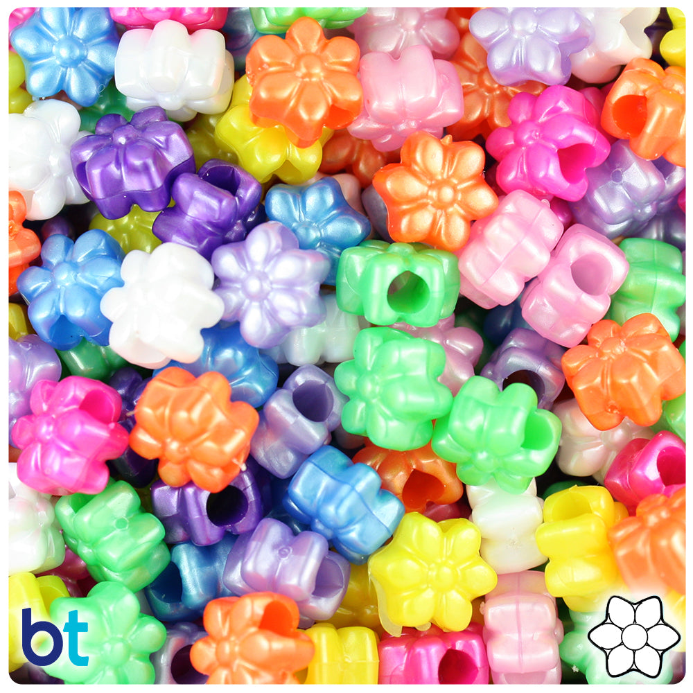 Pearl Mix 13mm Flower Pony Beads (250pcs)