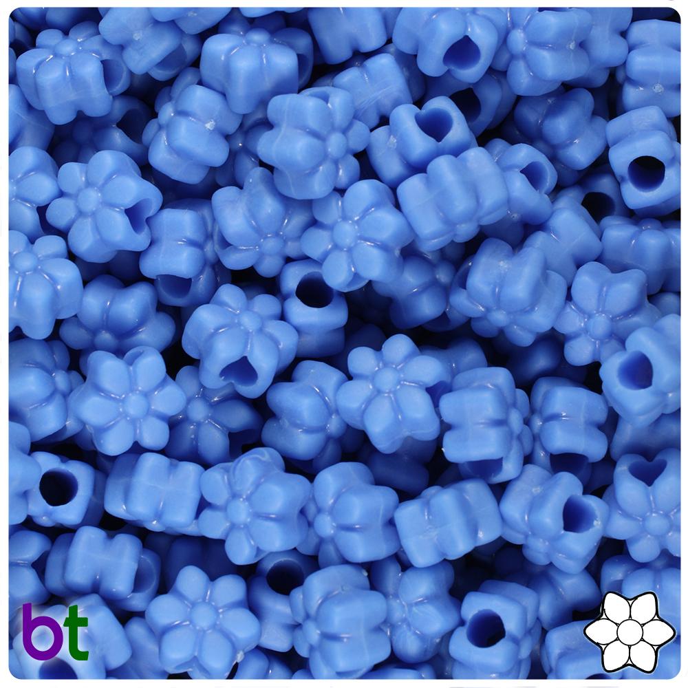 Periwinkle Matte 13mm Flower Pony Beads (50pcs)