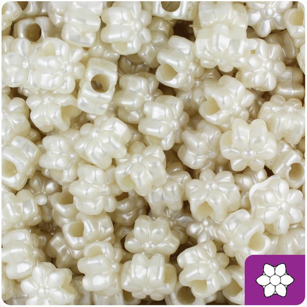 Natural Pearl 13mm Flower Pony Beads (50pcs)