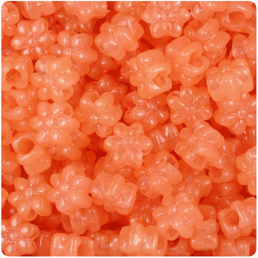 Orange Glow 13mm Flower Pony Beads (50pcs)