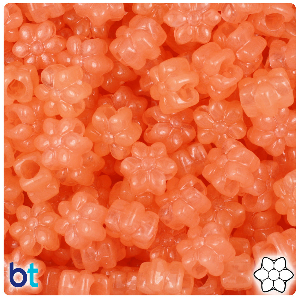Orange Glow 13mm Flower Pony Beads (250pcs)