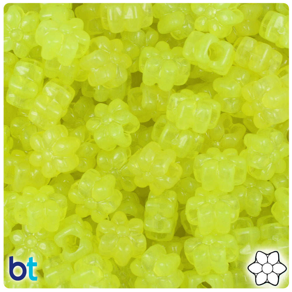 Yellow Glow 13mm Flower Pony Beads (250pcs)