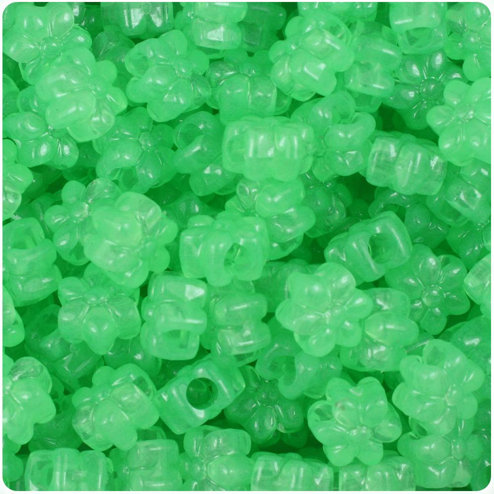 Green Glow 13mm Flower Pony Beads (50pcs)