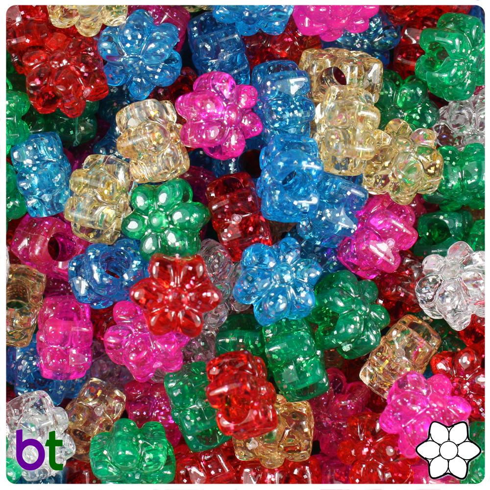 Classic Mix Sparkle 13mm Flower Pony Beads (50pcs)