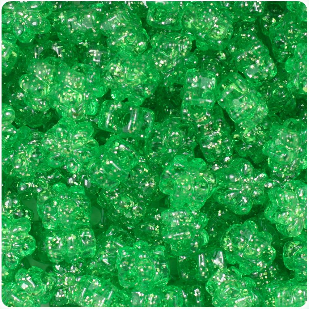 Mint Sparkle 13mm Flower Pony Beads (50pcs)