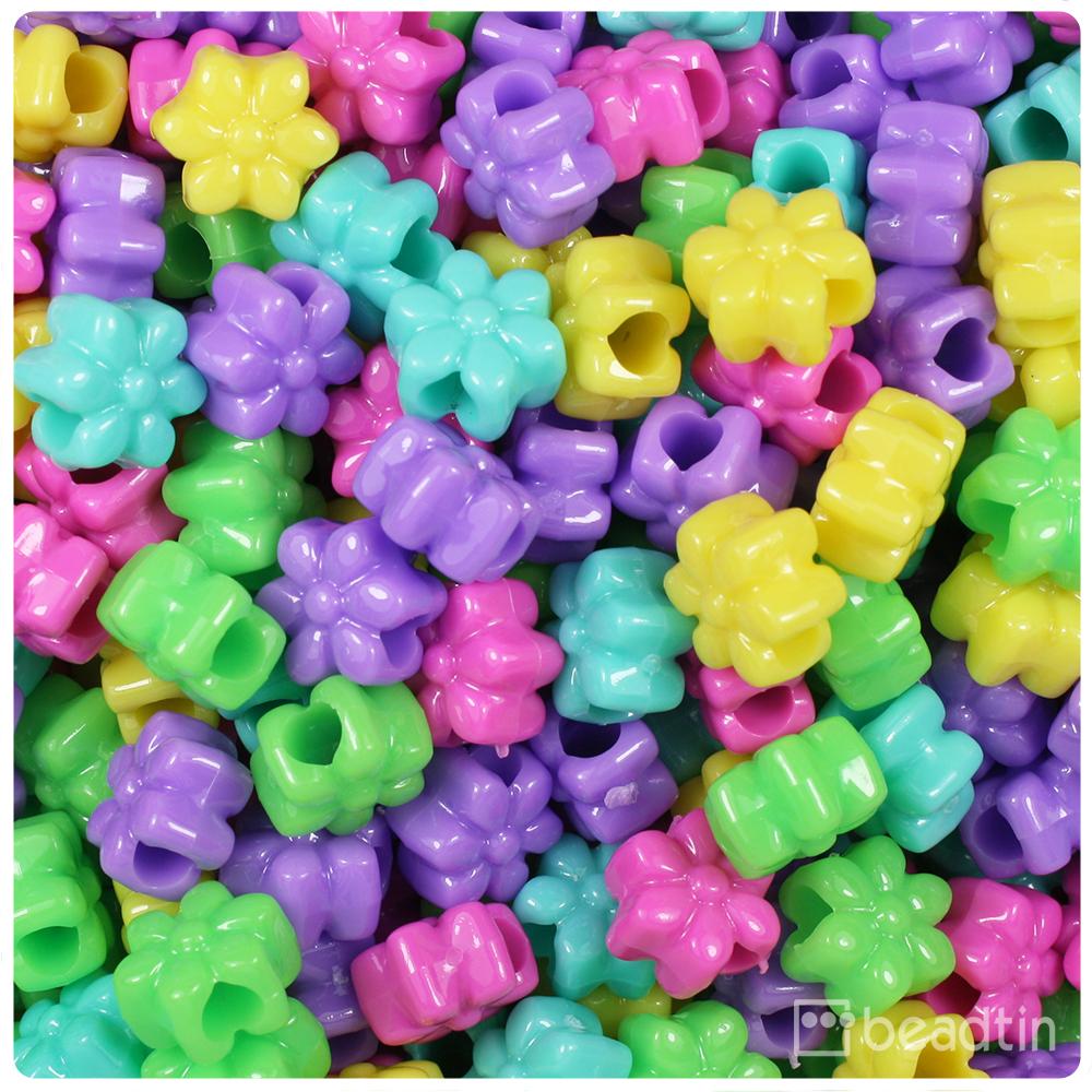 Candy Mix Opaque 13mm Flower Pony Beads (50pcs)
