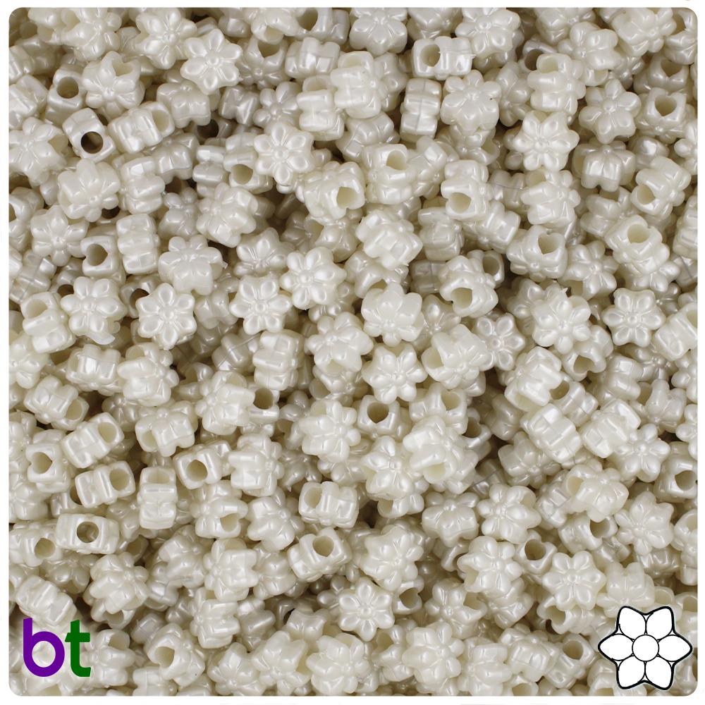 Bridal Pearl 13mm Flower Pony Beads (50pcs)