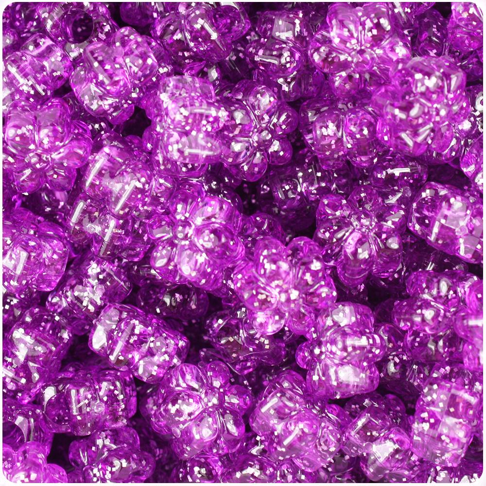 Lilac Sparkle 13mm Flower Pony Beads (50pcs)