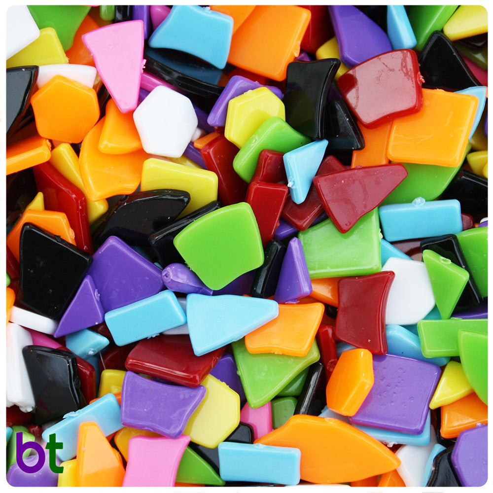 Opaque Mix Broken Design Plastic Mosaic Pieces (8oz)