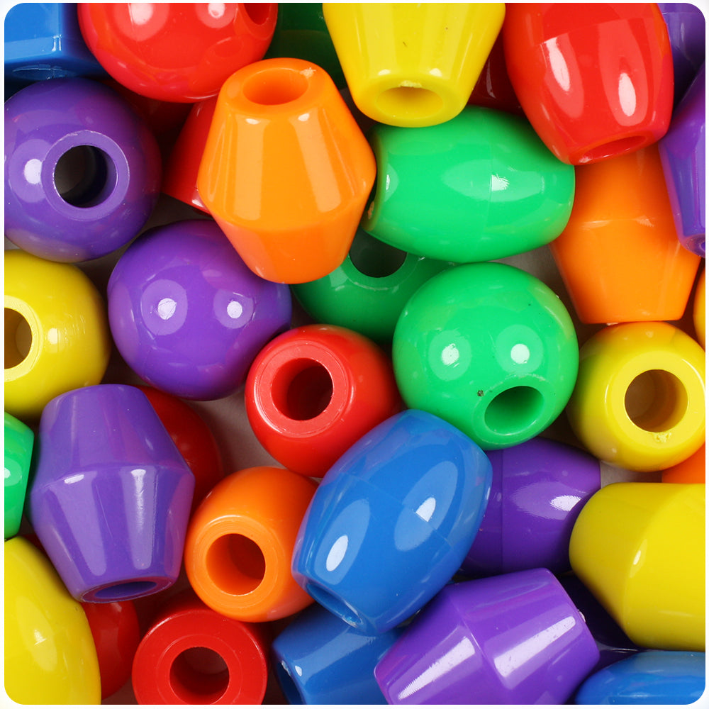 Opaque Mix 25mm Jumbo Shape Pony Beads (8oz)