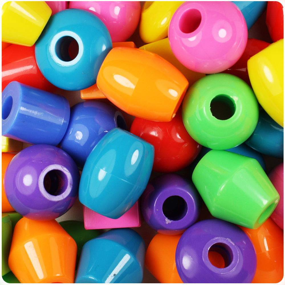 Circus Mix Opaque 25mm Jumbo Shape Pony Beads (5pcs)