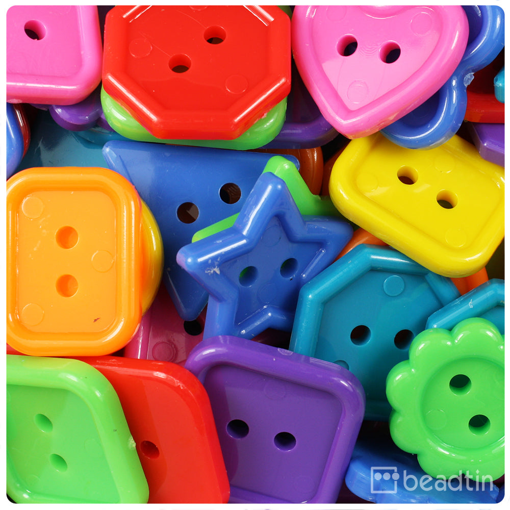 Circus Mix Opaque 25mm Plastic Novelty Buttons (4oz)