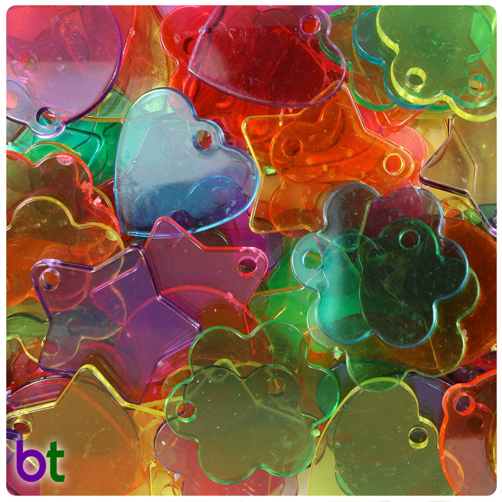 Jelly Mix Transparent 24mm Plastic Pendants (144pcs)