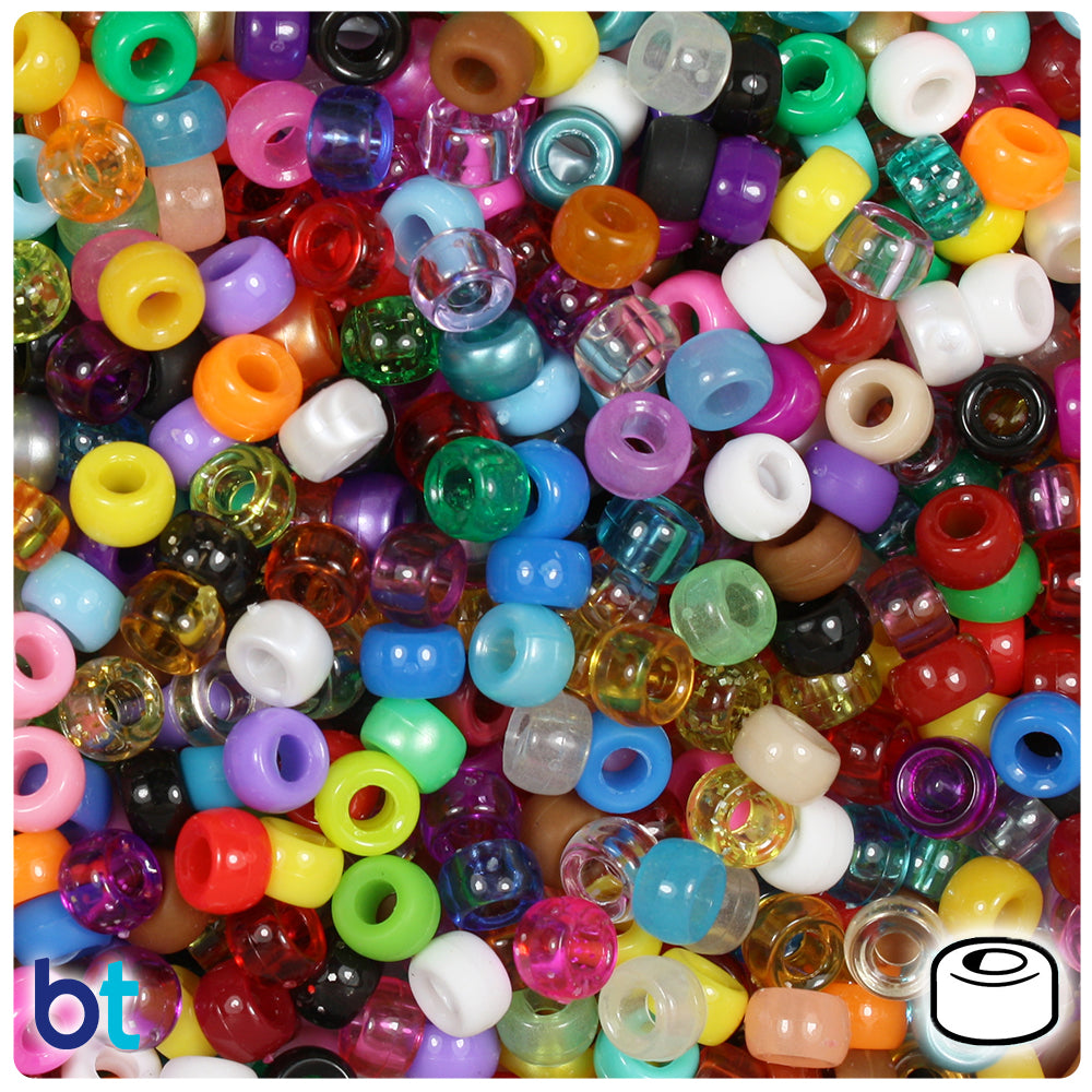 Randomly Mixed 6.5mm Mini Barrel Pony Beads (1000pcs)